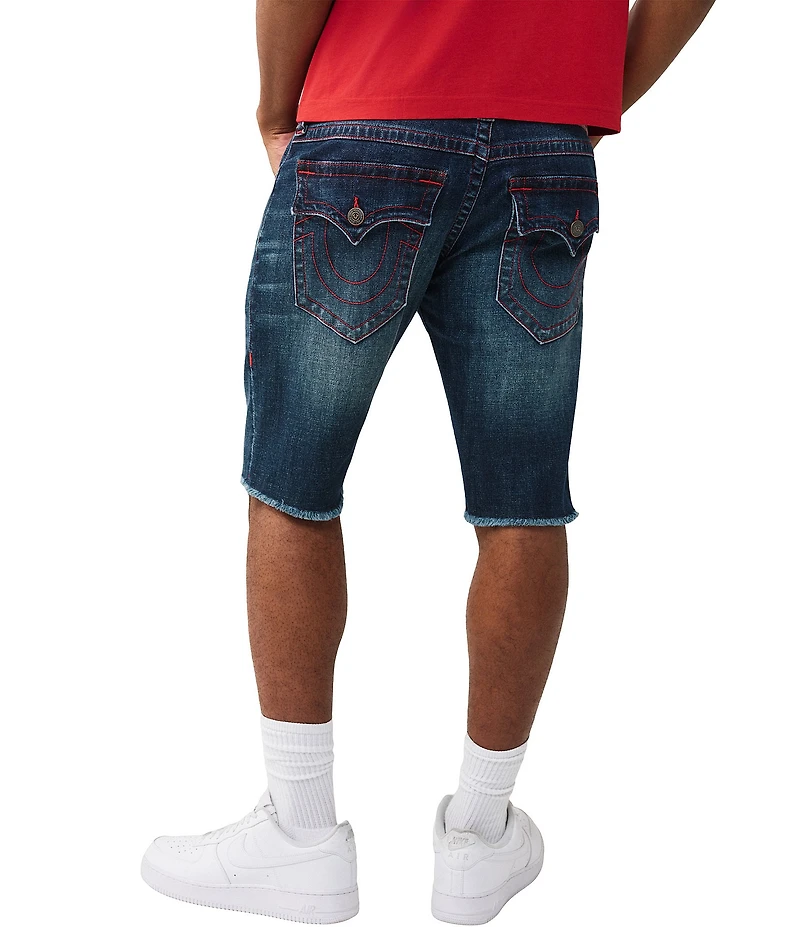 True Religion Ricky Distressed Detail Frayed Hem 12#double; Inseam Denim Shorts