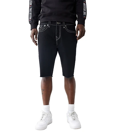 True Religion Ricky Flap Pocket Frayed Hem 12#double; Inseam Denim Shorts