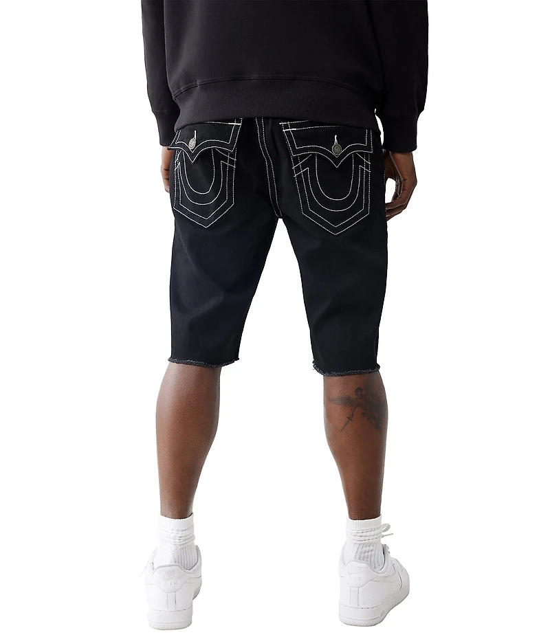True Religion Ricky Flap Pocket Frayed Hem 12#double; Inseam Denim Shorts