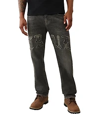 True Religion Ricky Logo Appliqued Straight Leg Jeans