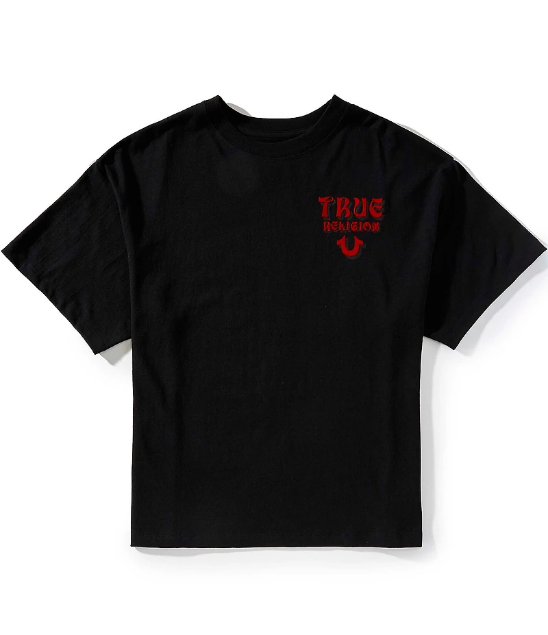 True Religion Short Sleeve Boxy Flock Oversized T-Shirt