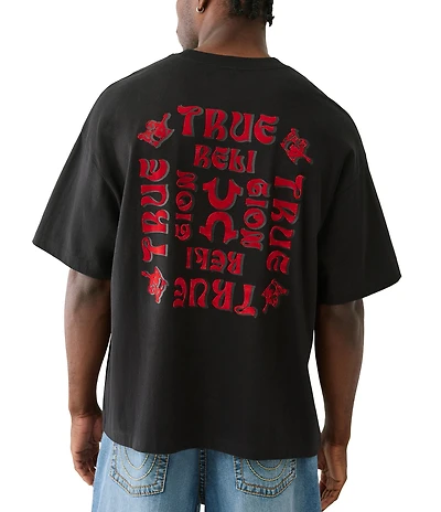 True Religion Short Sleeve Boxy Flock Oversized T-Shirt