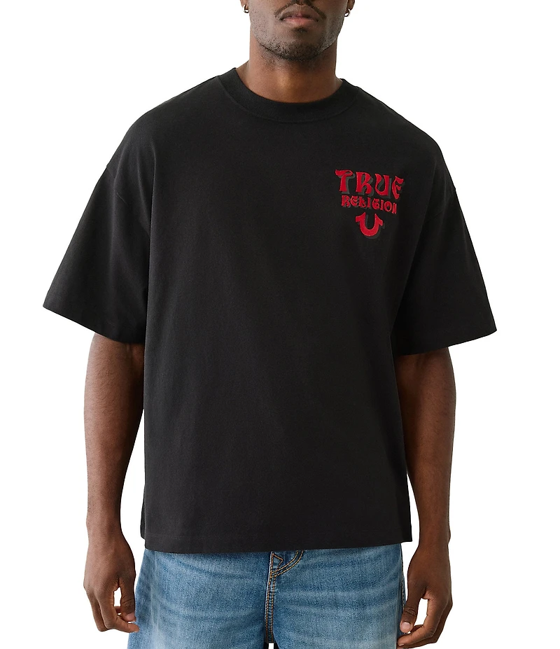 True Religion Short Sleeve Boxy Flock Oversized T-Shirt