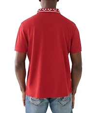 True Religion Short Sleeve Relaxed Branded Collar Polo Shirt