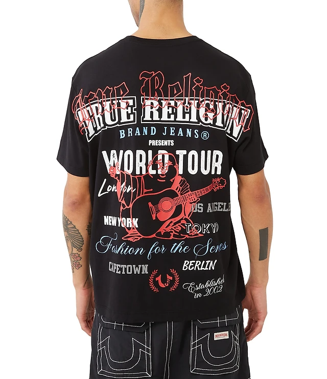 True Religion Short Sleeve Relaxed Branded Collar Polo Shirt at