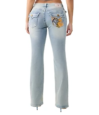True Religion Tiger Embroidered Becca Mid Rise Bootcut Leg Denim Jeans