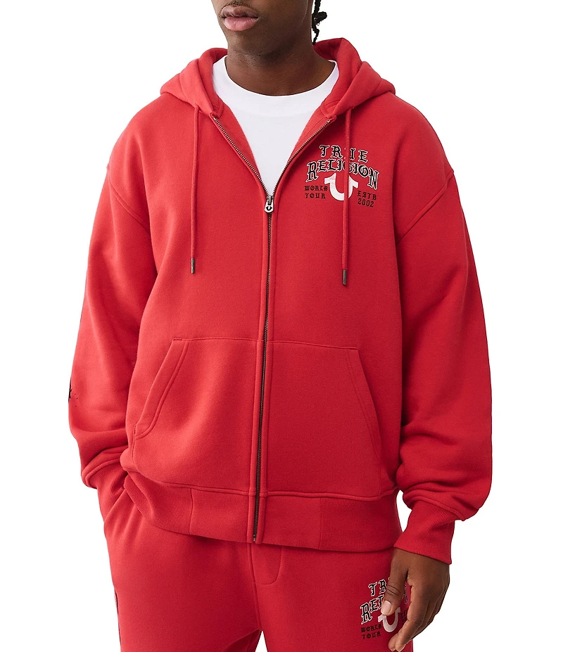 True Religion #double;TR#double; Flag Long Sleeve Fleece Hoodie