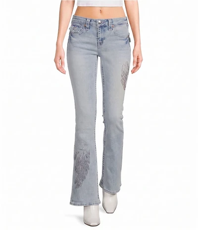 True Religion Wings Becca Mid Rise Bootcut Flap Pocket Denim Jeans