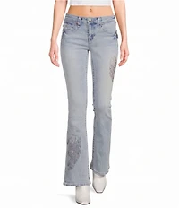 True Religion Wings Becca Mid Rise Bootcut Flap Pocket Denim Jeans