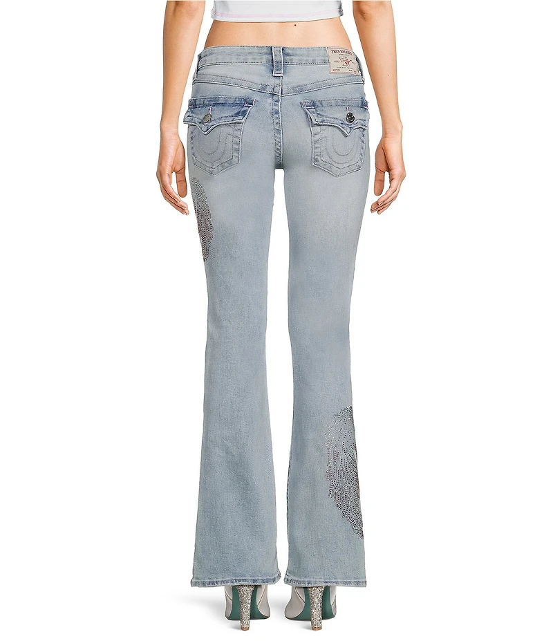True Religion Wings Becca Mid Rise Bootcut Flap Pocket Denim Jeans