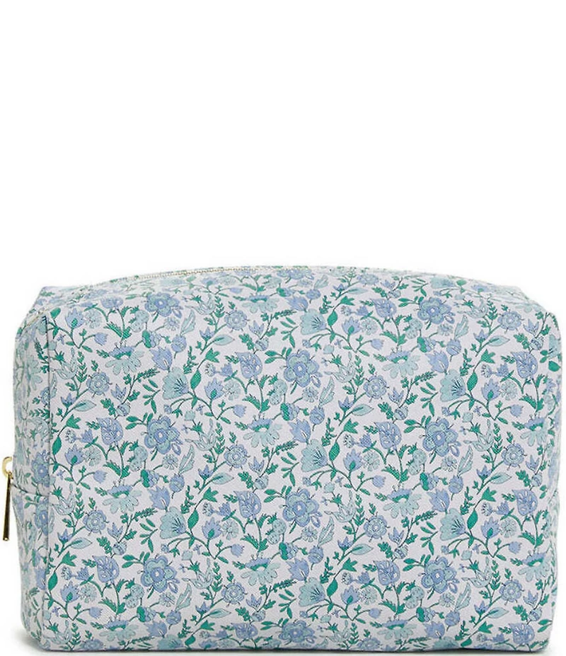 TRVL Design Luxe Everyday Floral-Printed Saffiano Vegan Leather Cosmetic Bag