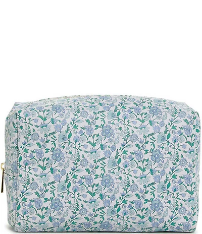 TRVL Design Luxe Everyday Floral-Printed Saffiano Vegan Leather Cosmetic Bag