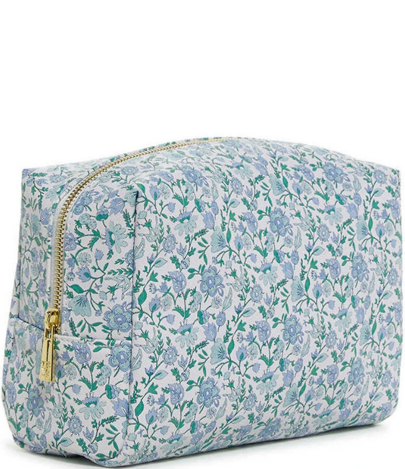 TRVL Design Luxe Everyday Floral-Printed Saffiano Vegan Leather Cosmetic Bag