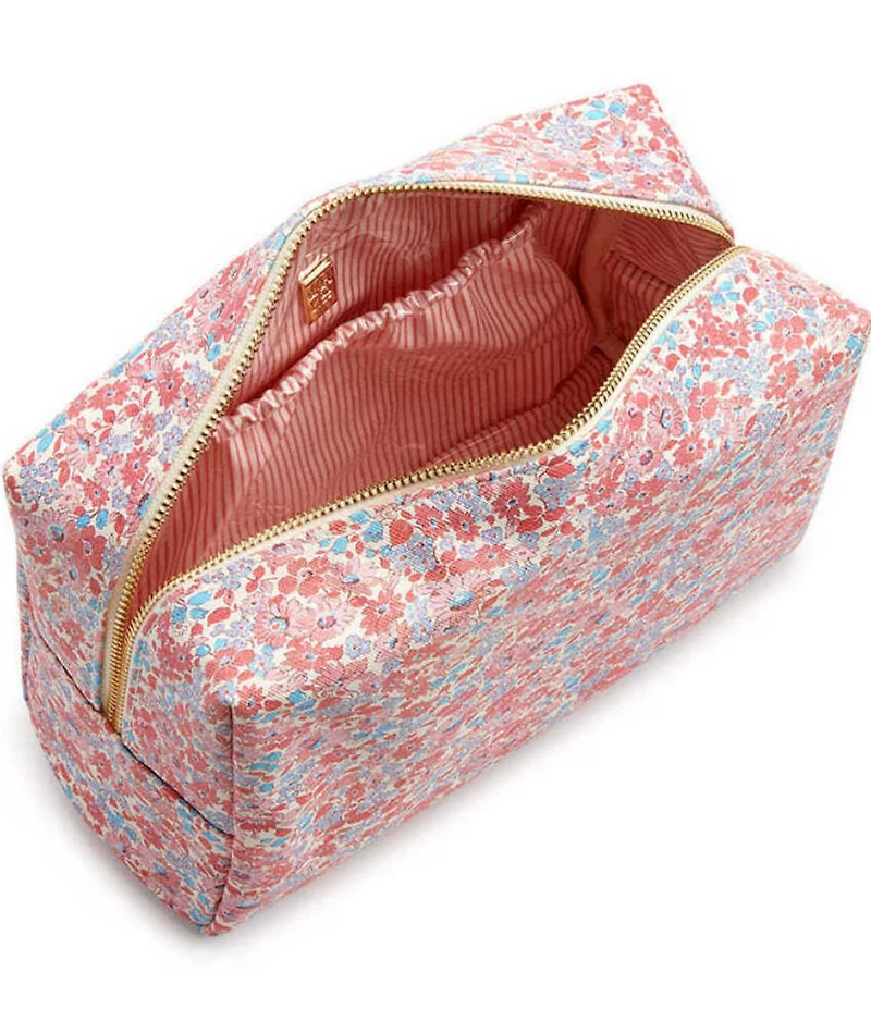 TRVL Design Luxe Everyday Floral-Printed Saffiano Vegan Leather Cosmetic Bag