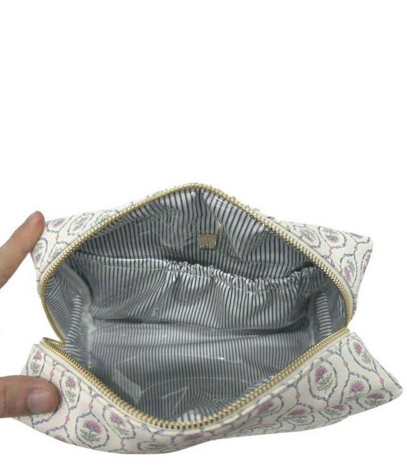 TRVL Design Luxe Everyday Geometric-Printed Saffiano Vegan Leather Cosmetic Bag