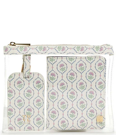 TRVL Design Luxe Floral Geometric-Printed Saffiano Vegan Leather 3-Piece Set