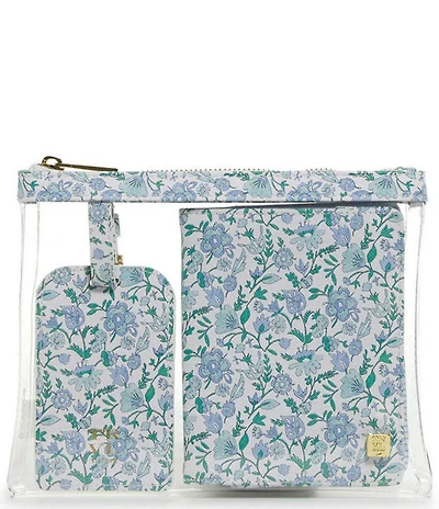 TRVL Design Luxe Floral-Printed Saffiano Vegan Leather 3-Piece Luggage Tag & Passport Set