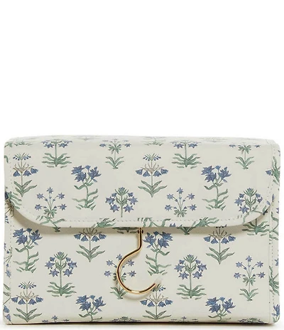 TRVL Design Luxe Floral-Printed Saffiano Vegan Leather Hanging Toiletry Bag