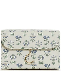 TRVL Design Luxe Floral-Printed Saffiano Vegan Leather Hanging Toiletry Bag