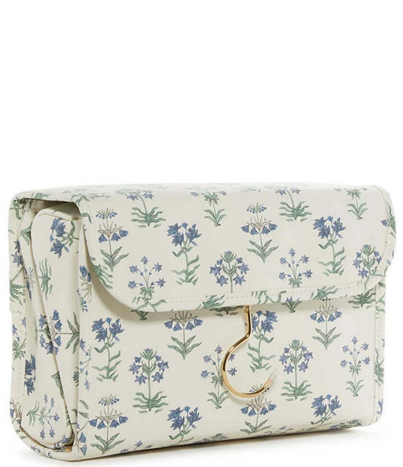 TRVL Design Luxe Floral-Printed Saffiano Vegan Leather Hanging Toiletry Bag