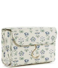 TRVL Design Luxe Floral-Printed Saffiano Vegan Leather Hanging Toiletry Bag