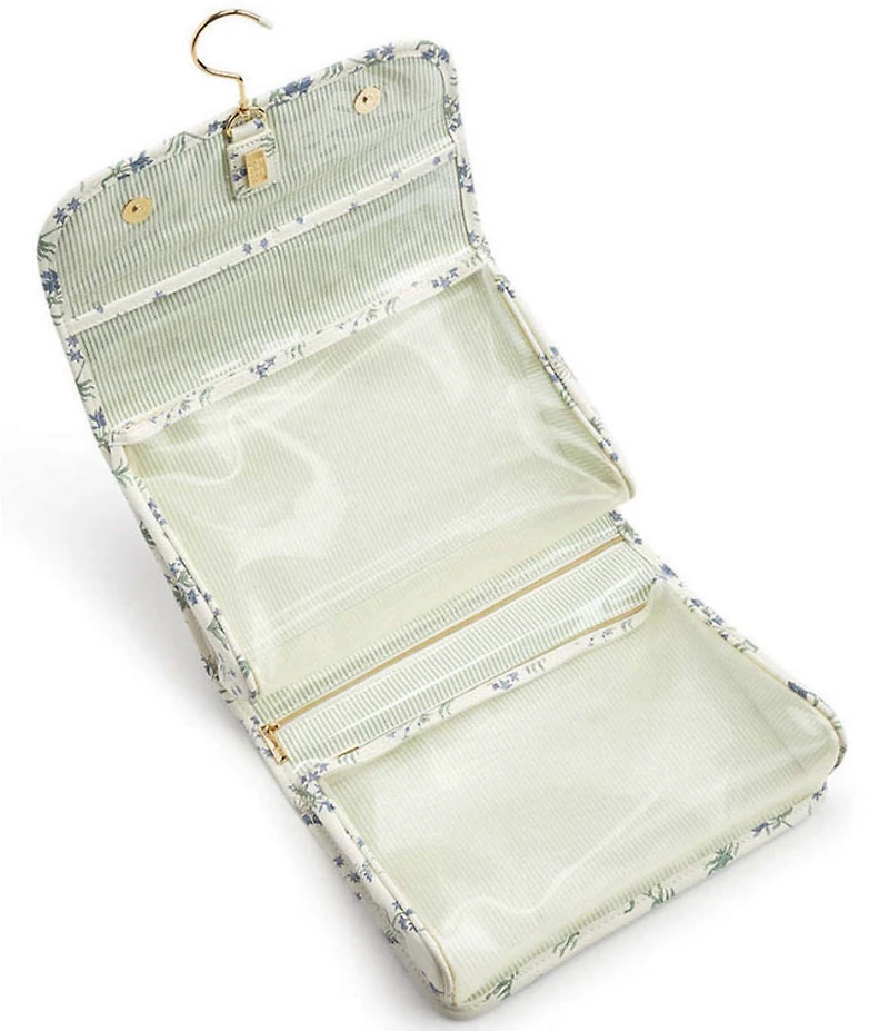 TRVL Design Luxe Floral-Printed Saffiano Vegan Leather Hanging Toiletry Bag