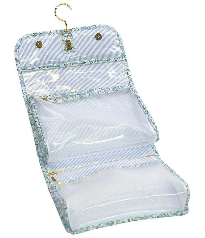 TRVL Design Luxe Floral-Printed Saffiano Vegan Leather Hanging Toiletry Bag