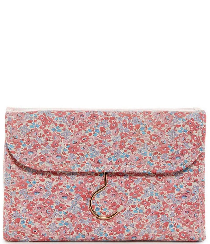 TRVL Design Luxe Floral-Printed Saffiano Vegan Leather Hanging Toiletry Bag