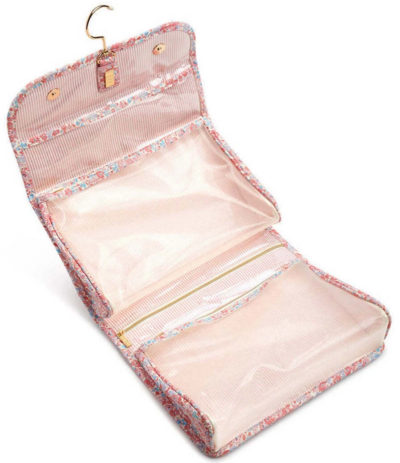 TRVL Design Luxe Floral-Printed Saffiano Vegan Leather Hanging Toiletry Bag