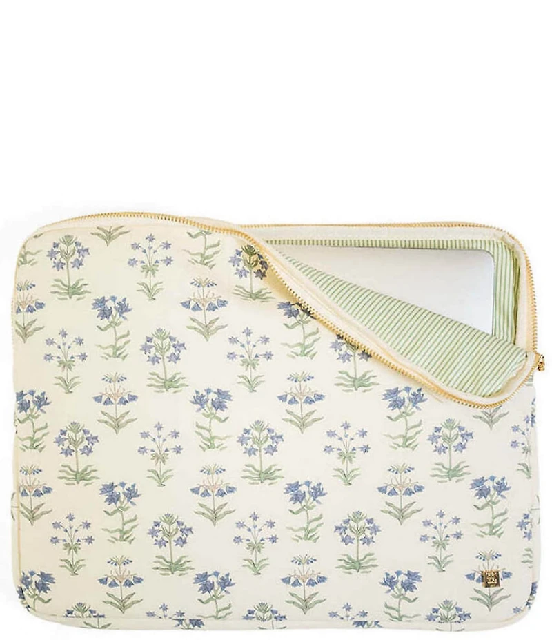 TRVL Design Luxe Floral-Printed Saffiano Vegan Leather Laptop Sleeve