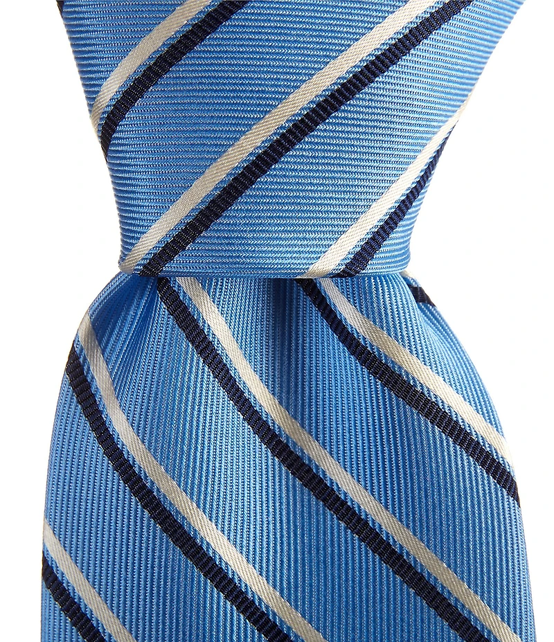 Turnbury Ayden Striped Print 3 3/8#double; Silk Blend Tie