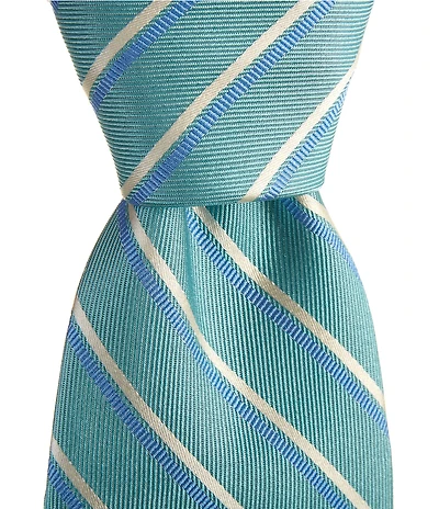 Turnbury Ayden Striped Print 3 3/8#double; Silk Blend Tie