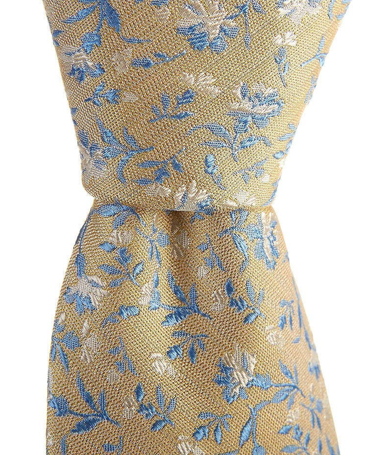 Turnbury Felix Flower Vines Printed 3 3/8#double; Silk Blend Tie