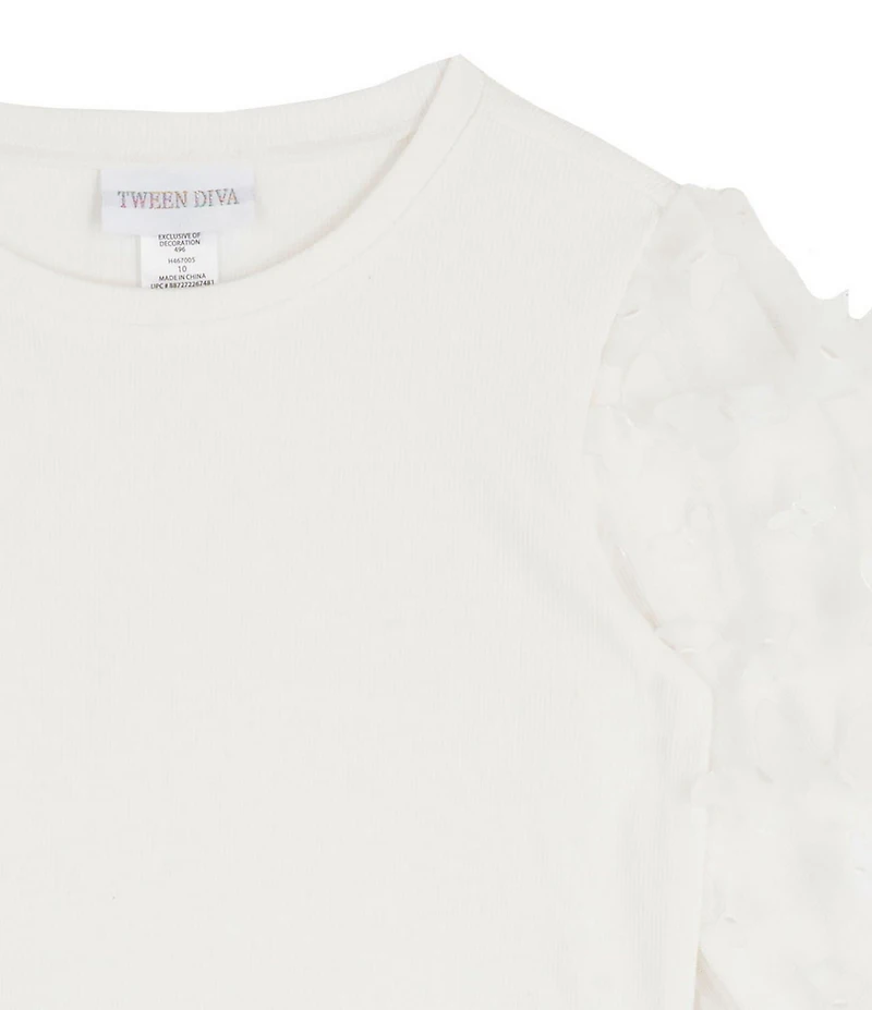 Tween Diva Big Girls 3D-Butterfly Mesh Long Sleeve Knit Top & Allover Print Sequin Skirt Set