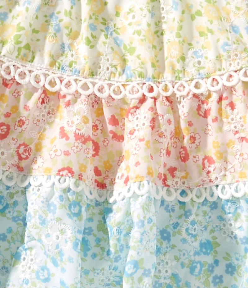Tween Diva Big Girls Flutter-Sleeve Mixed Floral-Printed Top & Matching Skirt Set