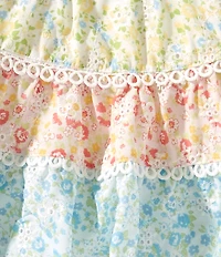 Tween Diva Big Girls Flutter-Sleeve Mixed Floral-Printed Top & Matching Skirt Set
