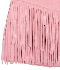 Tween Diva Big Girls Short Sleeve Nashville Graphic T-Shirt & Fringe-Trimmed Faux-Suede Skort Set
