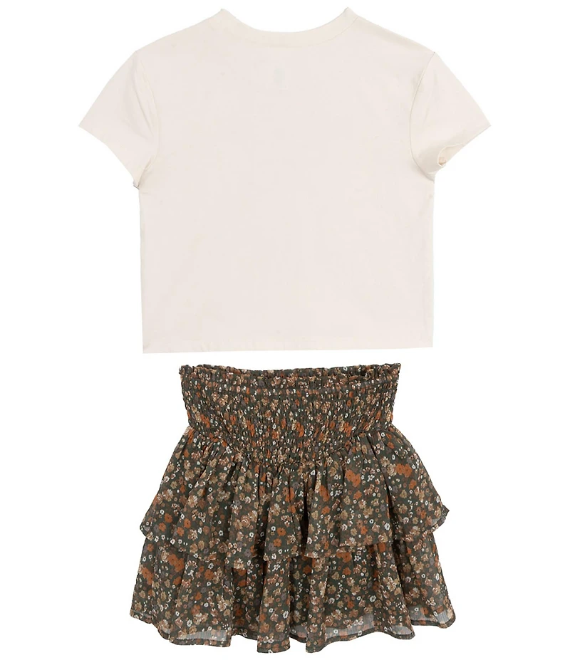 Tween Diva Big Girls Short-Sleeve Wild And Free T-Shirt & Printed Tiered Skirt Set