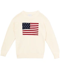 Tween Diva Big Girls Long-Sleeve American Flag Motif Oversized Sweater