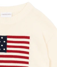 Tween Diva Big Girls Long-Sleeve American Flag Motif Oversized Sweater
