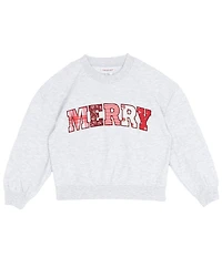 Tween Diva Big Girls Long Sleeve Applique Graphic Merry Sweatshirt