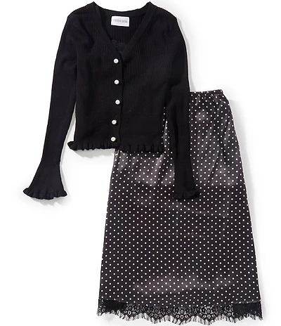 Tween Diva Big Girls Long-Sleeve Cardigan, Camisole & Printed Skirt Set