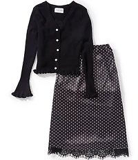 Tween Diva Big Girls Long-Sleeve Cardigan, Camisole & Printed Skirt Set
