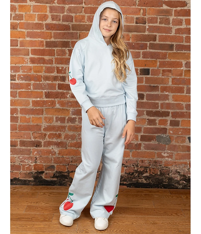 Tween Diva Big Girls Long Sleeve Cherry Graphic Fleece Hoodie & Matching Jogger Pants Set