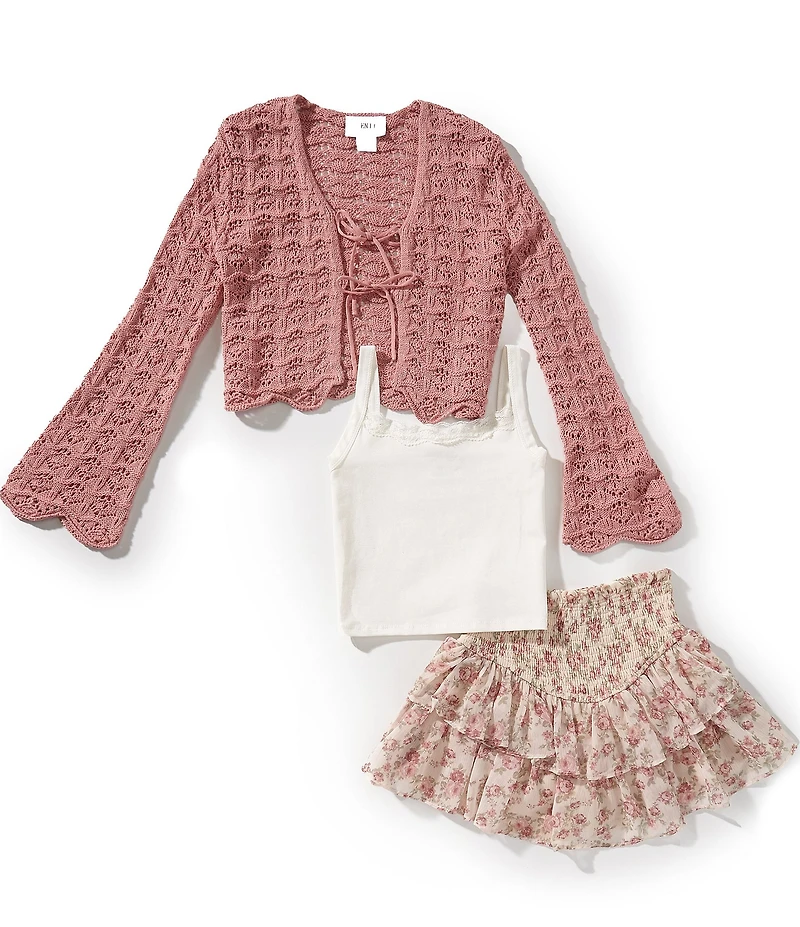 Tween Diva Big Girls Long-Sleeve Crocheted Cardigan