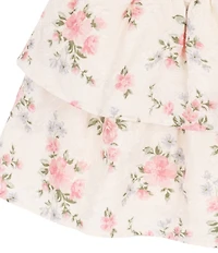 Tween Diva Big Girls Long-Sleeve Crocheted Cardigan, Lace-Trimmed Tank Top & Ditsy-Floral-Printed Skirt