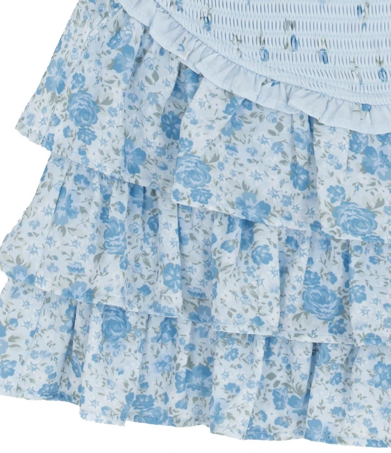 Tween Diva Big Girls Long-Sleeve Crocheted Cardigan, Lace-Trimmed Tank Top & Mixed-Media Multi-Tier Skirt