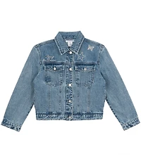 Tween Diva Big Girls Long Sleeve Embellished Design Denim Jacket