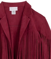 Tween Diva Big Girls Long-Sleeve Fringe-Trimmed Faux-Suede Jacket
