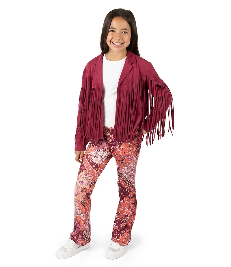 Tween Diva Big Girls Long-Sleeve Fringe-Trimmed Faux-Suede Jacket